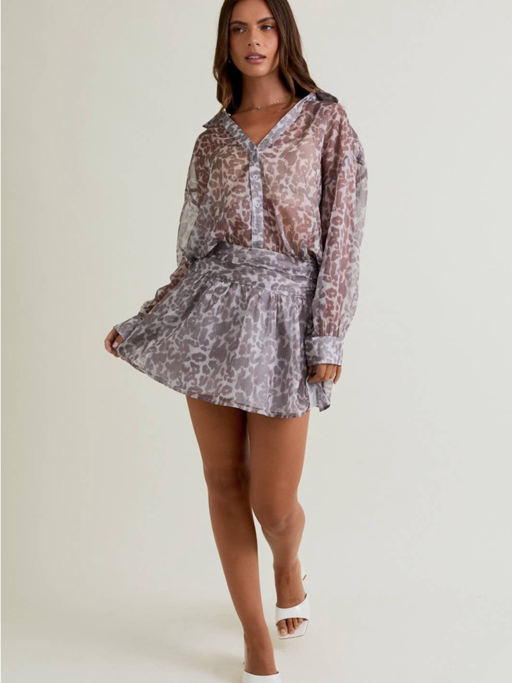 Le Lis Sheer Leopard-Print Dress